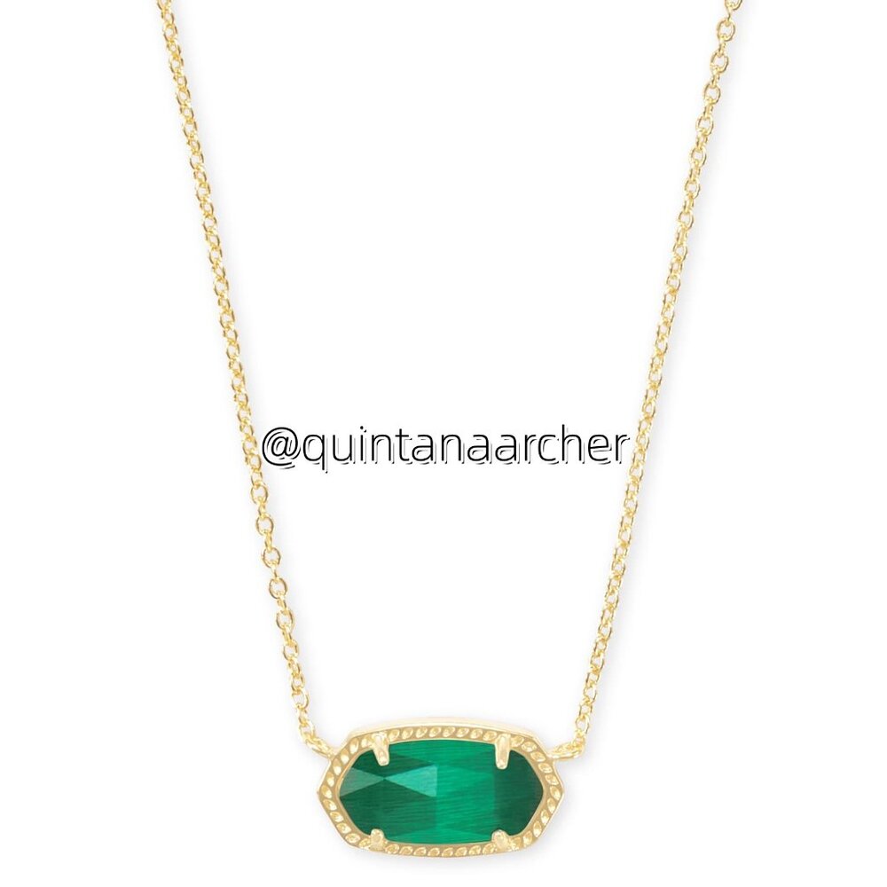 Elisa Gold Pendant Necklace in Emerald Cat's Eye